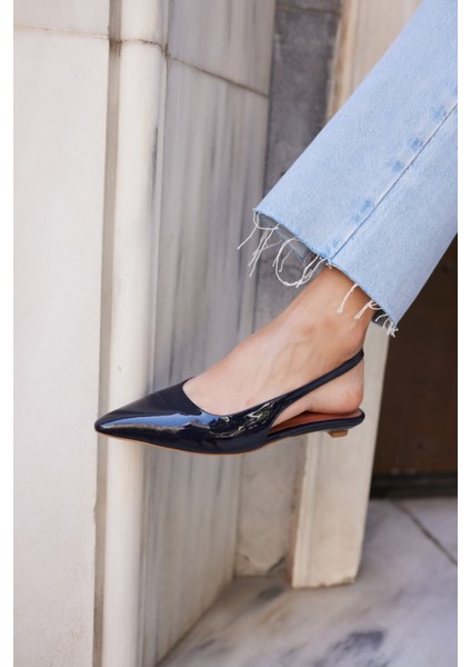 Haris Kadın Tereyag Sarısı Gercek Deri Mını Topuklu Slingback Ayakkabi