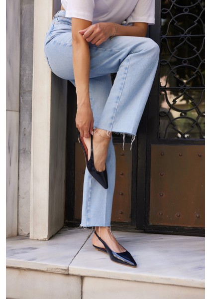 Haris Kadın Tereyag Sarısı Gercek Deri Mını Topuklu Slingback Ayakkabi