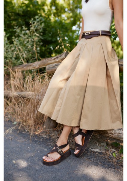 Pery Kadin Taba Gercek Suet Dolgu Taban Sandalet fiyatları