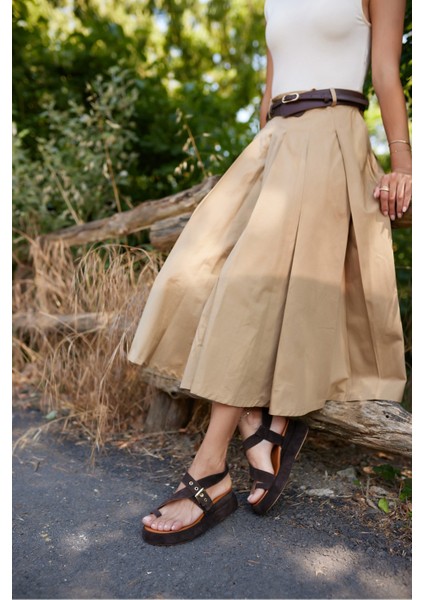 Pery Kadin Taba Gercek Suet Dolgu Taban Sandalet modelleri