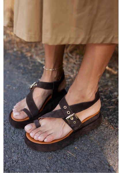 Pery Kadin Taba Gercek Suet Dolgu Taban Sandalet fırsatları