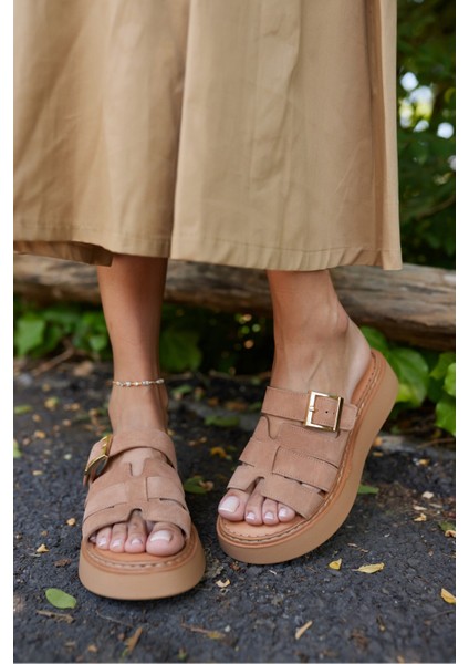 Dalia Kadın Taba Tutun Suet Terlik