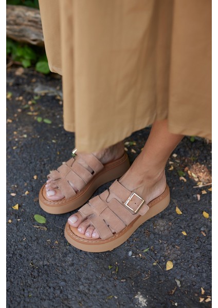 Dalia Kadın Taba Tutun Suet Terlik