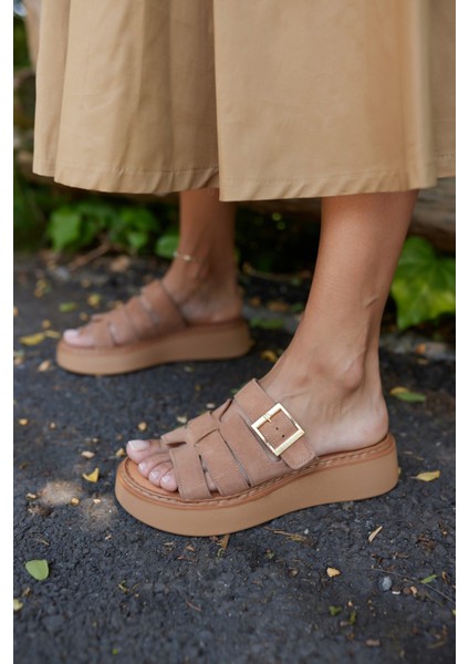 Dalia Kadın Taba Tutun Suet Terlik