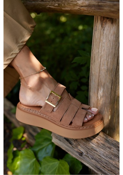 Dalia Kadın Taba Tutun Suet Terlik