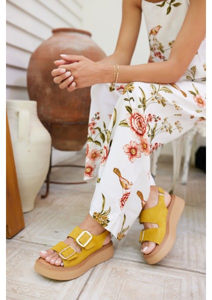 Osaka Kadın Taba Tutun Gercek Deri Suet Sandalet