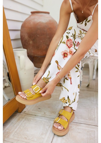 Osaka Kadın Taba Tutun Gercek Deri Suet Sandalet modelleri