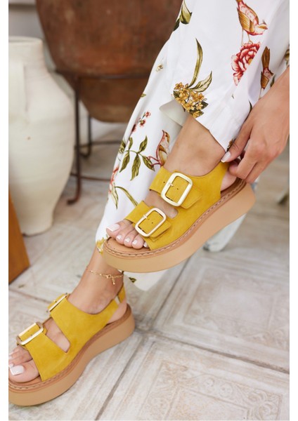 Osaka Kadın Taba Tutun Gercek Deri Suet Sandalet indirimleri