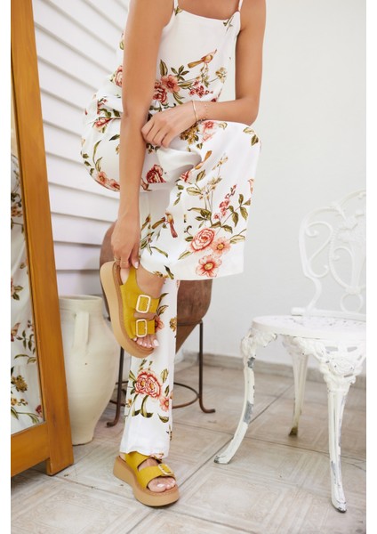 Osaka Kadın Taba Tutun Gercek Deri Suet Sandalet