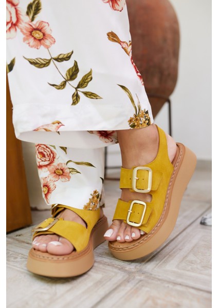 Osaka Kadın Taba Tutun Gercek Deri Suet Sandalet