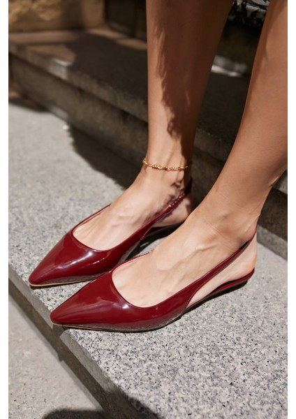 Haris Kadın Tereyag Sarısı Gercek Deri Mını Topuklu Slingback Ayakkabi