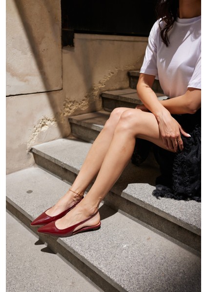 Haris Kadın Tereyag Sarısı Gercek Deri Mını Topuklu Slingback Ayakkabi