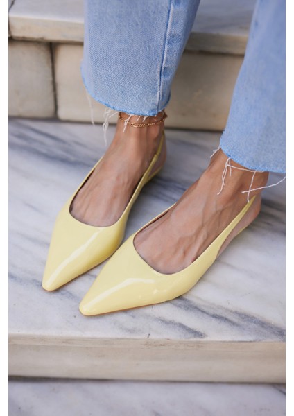 Haris Kadın Tereyag Sarısı Gercek Deri Mını Topuklu Slingback Ayakkabi fırsatları