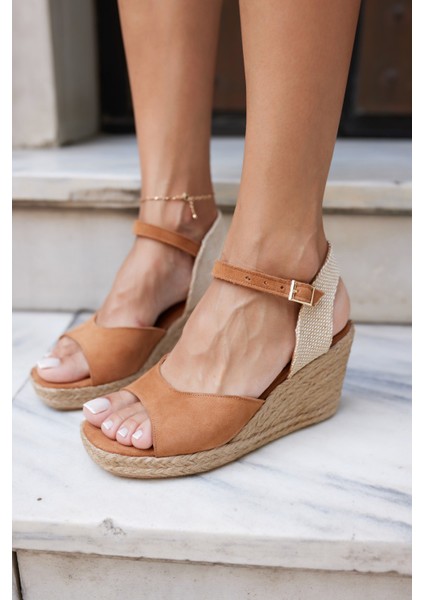 Bobi Kadin Lacivert Gercek Deri Suet Espadril Sandalet