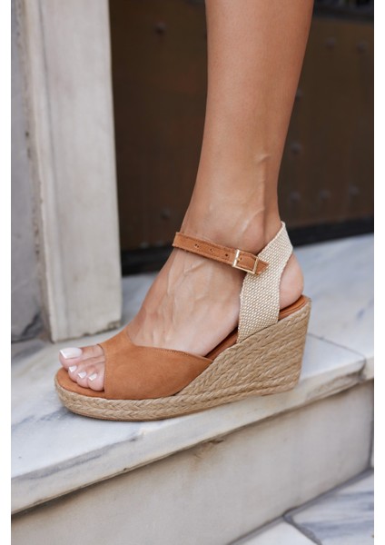 Bobi Kadin Lacivert Gercek Deri Suet Espadril Sandalet