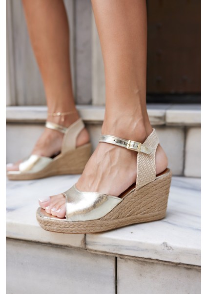 Bobi Kadin Lacivert Gercek Deri Suet Espadril Sandalet