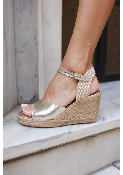 Bobi Kadin Lacivert Gercek Deri Suet Espadril Sandalet