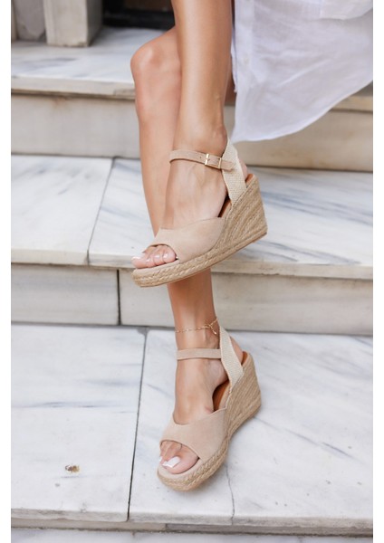 Bobi Kadin Lacivert Gercek Deri Suet Espadril Sandalet fırsatları