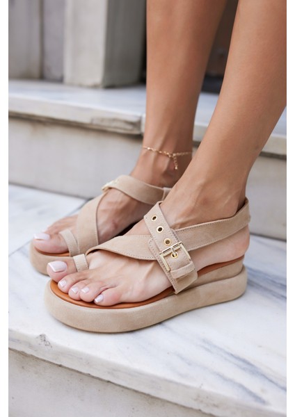 Pery Kadin Taba Gercek Suet Dolgu Taban Sandalet indirimleri