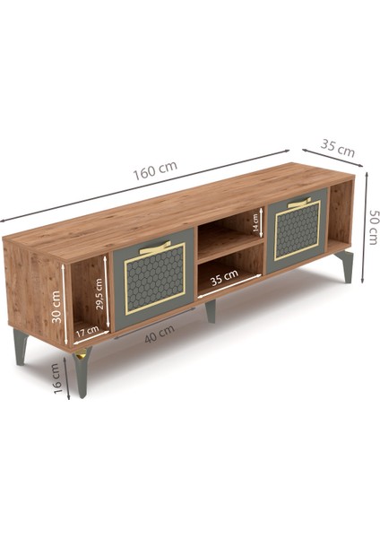 Tv Sehpası Tv Ünitesi Vera Beyaz Gold Çizgili 5052 modelleri