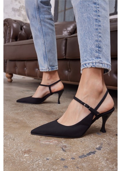 Allen Kadin Siyah Topuklu Ayakkabi
