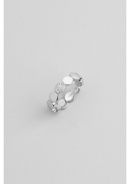 Sade 18 Ayar Beyaz Altın Kaplama Gümüş Minimal Yüzük