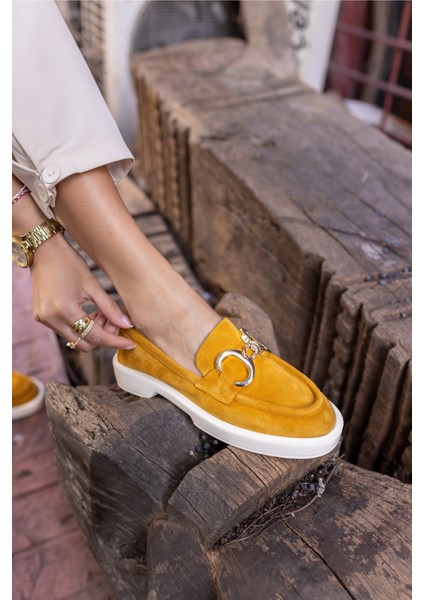 Granda Kadın Sari Gercek Deri Suet Loafer Ayakkabi fiyatları