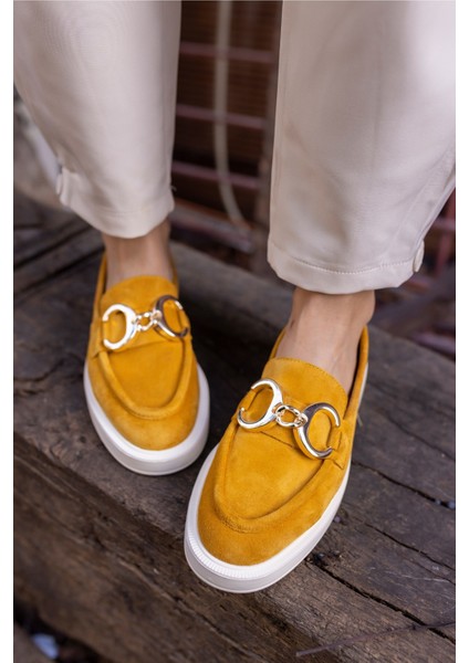 Granda Kadın Sari Gercek Deri Suet Loafer Ayakkabi indirimleri