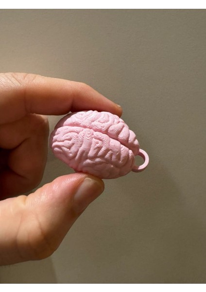 "use It" Beyin Tasarımlı Anahtarlık Seti (2 Adet) - Pembe Pla Malzeme, Zincir Dahil