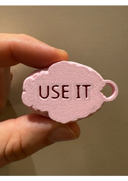 "use It" Beyin Tasarımlı Anahtarlık Seti (2 Adet) - Pembe Pla Malzeme, Zincir Dahil fiyatları