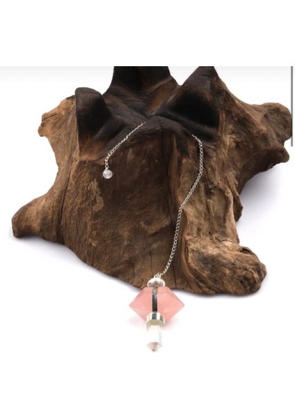 Pembe Kuvars - Kristal Kuvars Doğal Taş Pandül / Sarkaç