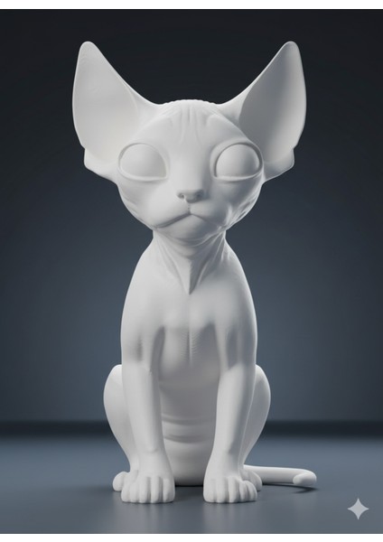 Mistik Zarafet: Sfenks Kedi Figürü - Boyasız 3D Baskı Sanat Objesi (15 Cm)