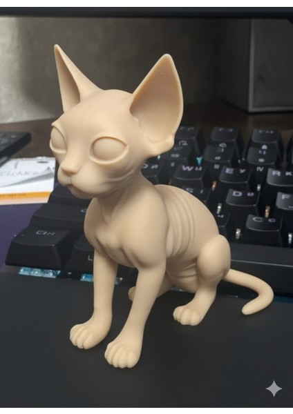 Mistik Zarafet: Sfenks Kedi Figürü - Boyasız 3D Baskı Sanat Objesi (15 Cm) modelleri