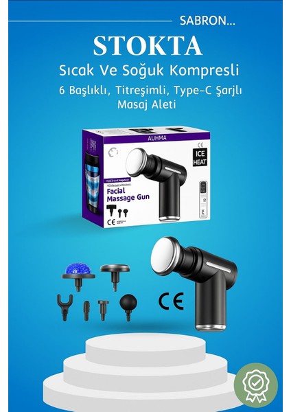AMG22 6 Başlıklı Sıcak Soğuk Kompresli Type-C Şarjlı Titreşimli Masaj Aleti
