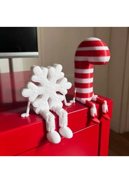 Sallanan Bacaklı Sevimli Kar Tanesi Figürü - Şık Masa/raf Dekoru 2 Adet modelleri