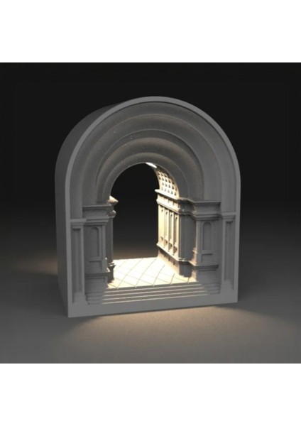 Gotik Kemer Işık Lambası - 3D Baskı Pla Dekoratif Avize (22X18X12 Cm)