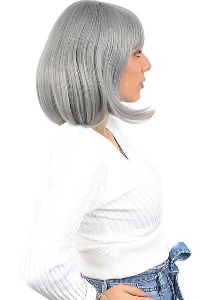 Küt Kahküllü Fiber Sentetik Peruk / Gri fiyatları