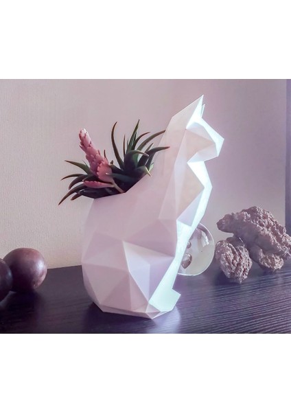 Şık Kedi Şeklinde Dekoratif Vazo - 18 cm (Pla Malzeme)3d Yazıcı Baskı