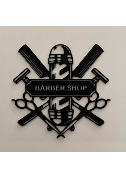 Barbershop Dekoratif Duvar Dekoru 3D Yazıcı ile Üretilmiş 20X18.5 cm