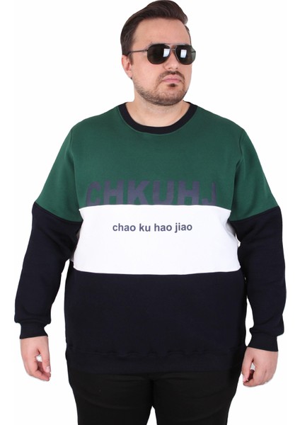 Mocgrande Büyük Beden Bisiklet Yaka 3ip Sweat Chao Ku 25721 Neftı