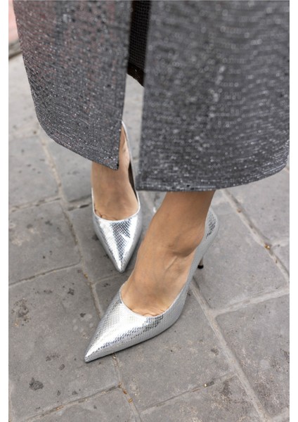 Carter Kadin Gumus Topuklu Galvaniz Ökçe Stıletto indirimleri