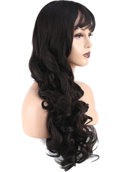 Dalgalı Perçemli Uzun Fiber Sentetik Peruk / Kahverengi modelleri