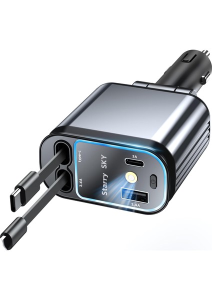 Araç Şarj Aleti, 4'ü 1 Arada Hızlı Şarj Araç 66W Araç USB Çakmaklık Şarj Cihazı