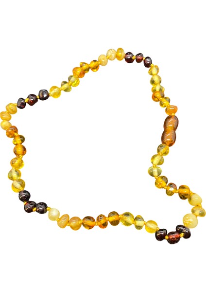 Çok Renkli Naturel Damla Kehribar Çocuk Diş Kolyesi