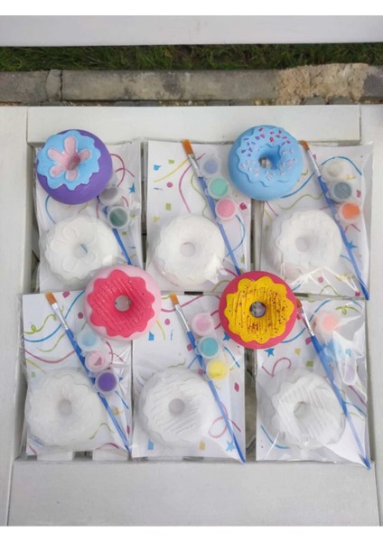 Donut Set/ Taş Boyayın Seti, Kendin Yap,dıy,doğum Günü Hediyesi, 10 Adet