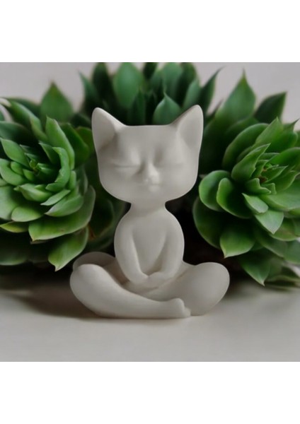 Yoga Yapan Kedi Dekoratif Biblo