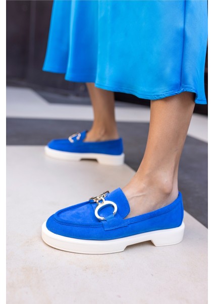 Granda Kadın Mavi Gercek Suet Loafer Ayakkabi fırsatları