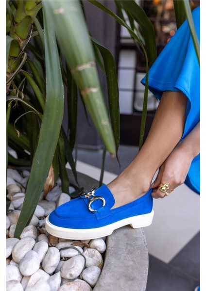 Granda Kadın Mavi Gercek Suet Loafer Ayakkabi indirimleri