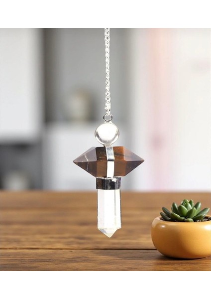 Kaplan Gözü - Kristal Kuvars Doğal Taş Pandül - Sarkaç