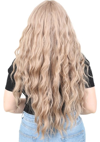 Perçemli Uzun Su Dalgası Fiber Sentetik Peruk/ Küllü Bebek Sarı fırsatları